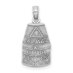 14K White Gold Small Travel Southern Most Point USA / KEY WEST FL Charm